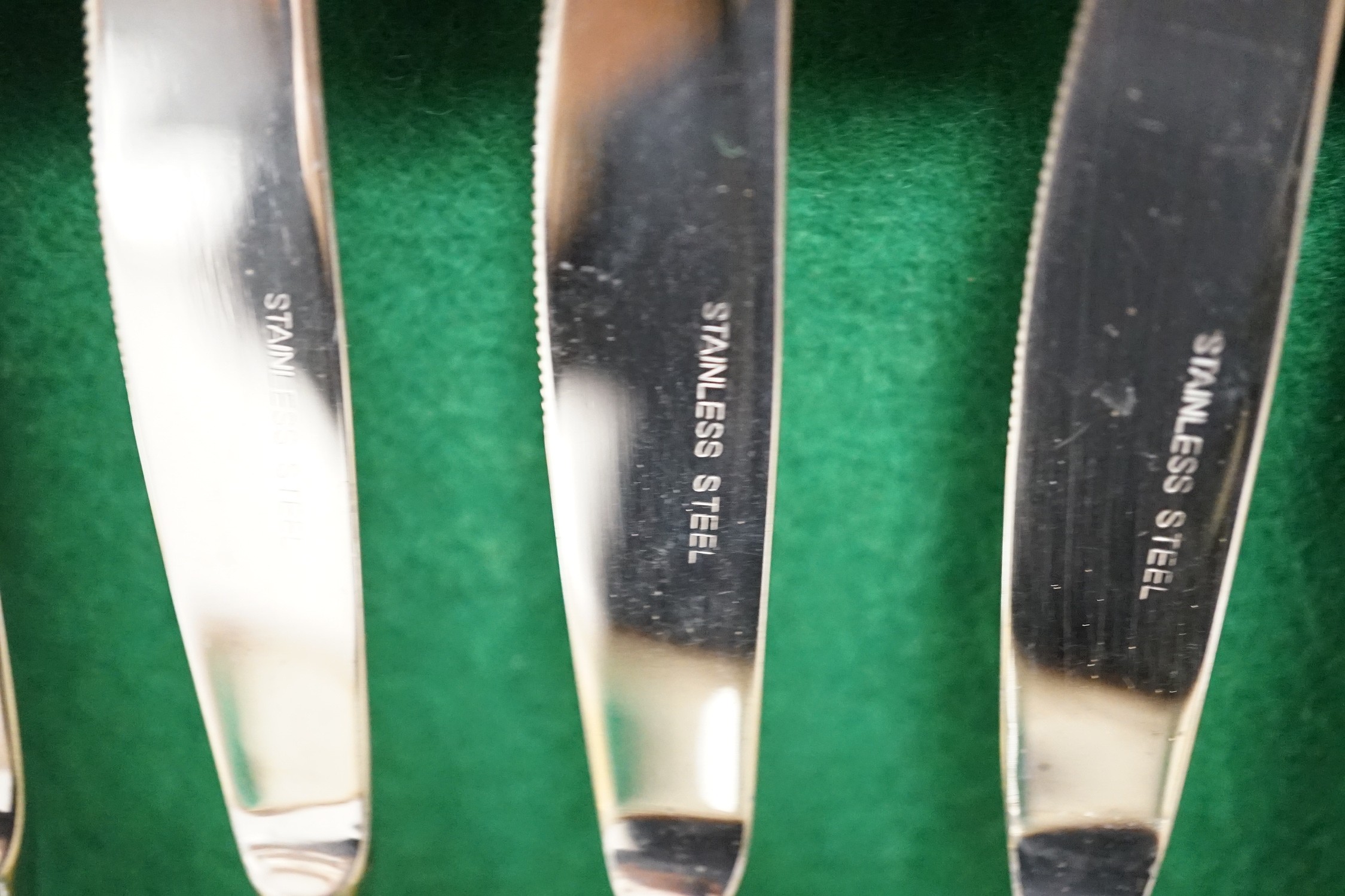 A 1960's parcel gilt canteen of cutlery, 40cm wide